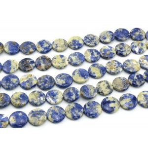 Бусины из содалита круг 25мм, 40см, 14 бусин