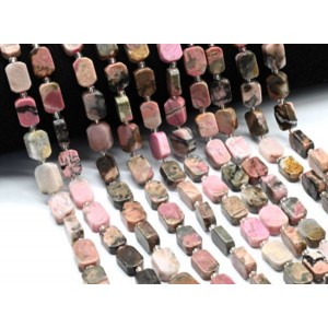 Бусины из родонита прямоугольник 9*12мм, 37см, 27 бусин