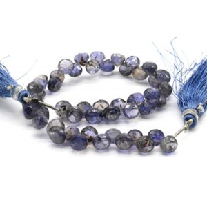 Бусины из иолита (кордиерита) облепиха гр.6мм, 19см, 47 бусин, 18г