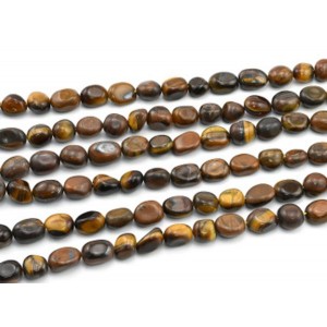 Бусины из тигрового глаза галтовка 10*15мм, 40см, 27 бусин