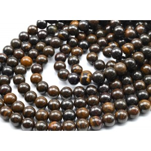 Бусины из тигрового глаза (тигровое железо) шарик 8мм, 40см, 53 бусины