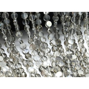 Бусины из циркона круг гр.8мм цвет раухтопаз, 40см, 53 бусины (иск.)