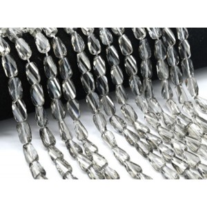 Бусины из циркона прямоугольник витой гр.8*13мм цвет раухтопаз, 39,5см, 29 бусин (иск.)