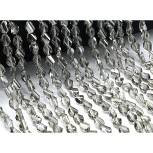 Бусины из циркона овал витой гр.6*7,5мм цвет раухтопаз, 39,5см, 53 бусины (иск.)