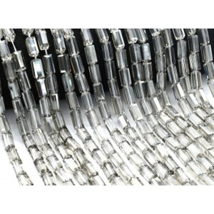 Бусины из циркона цилиндр гр.6*12мм цвет раухтопаз, 39см, 32 бусины (иск.)