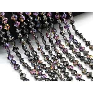 Бусины из циркона клевер гр.8мм цвет турмалин, 40см, 50 бусин (иск.)