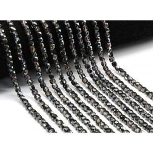 Бусины из циркона кубик гр.5*5мм цвет турмалин, 40см, 85 бусин (иск.)