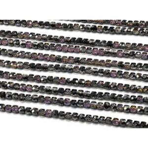 Бусины из циркона кубик гр.6*6мм цвет турмалин, 40см, 65 бусин (иск.)