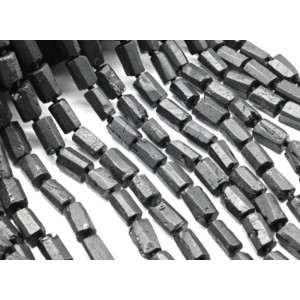 Бусины из турмалина шерл цилиндрс гранями 7*12мм, 40см, 28 бусин