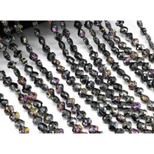 Бусины из циркона клевер гр.6мм цвет турмалин, 40см, 67 бусин (иск.)