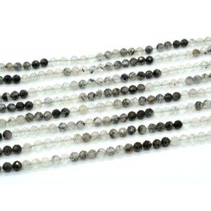 Бусины из турмалинового кварца (волосатик) шарик гр.4мм, 40см, 95 бусин