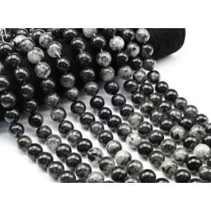Бусины из турмалинового кварца (волосатик) шарик 14мм, 40см, 29 бусин