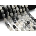 Бусины из турмалинового кварца (волосатик) бочонок с гранями 12*16мм, 40см, 21 бусина