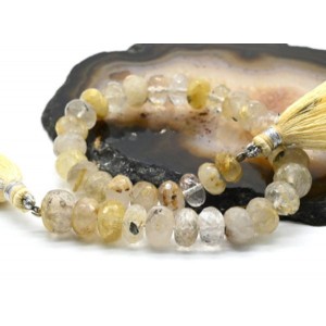 Бусины из рутилового кварца (волосатик золотой) рондель гр.9мм, 20,5см, 35 бусин, 25г