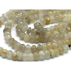 Бусины из рутилового кварца (волосатик золотой) рондель гр.8мм, 19,5см, 36 бусин, 20г