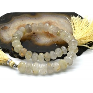 Бусины из рутилового кварца (волосатик золотой) рондель гр.9мм, 19,5см, 34 бусины, 22г