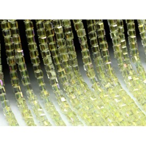 Бусины из циркона кубик гр.4*4мм цвет лимонный хамелеон, 40см, 100 бусин