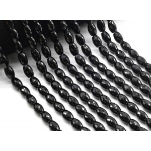 Бусины из циркона бочонок гр.8*11мм цвет черный, 40см, 36 бусин (иск.)