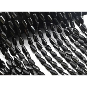 Бусины из циркона форма гр.8*14мм цвет черный, 38,5см, 28 бусин (иск.)