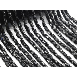 Бусины из циркона форма гр.6*5мм цвет черный, 39см, 92 бусины (иск.)