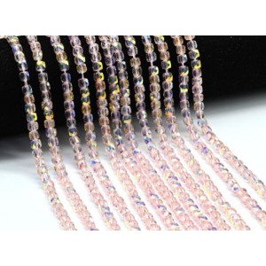 Бусины из циркона кубик гр.5*5мм цвет розовый, 40см, 85 бусин (иск.)