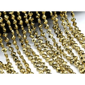 Бусины из циркона клевер гр.6мм цвет золотистый, 40см, 67 бусин (иск.)