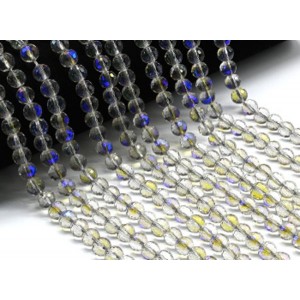 Бусины из циркона шарик гр.8мм цвет хамелеон, 40см, 55 бусин (иск.)