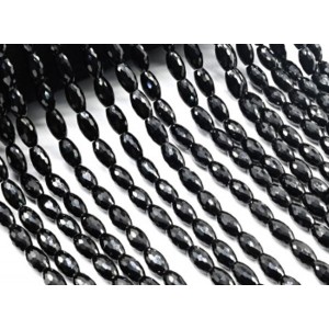 Бусины из циркона рис гр.6,5*11мм цвет черный, 39см, 36 бусин (иск.)