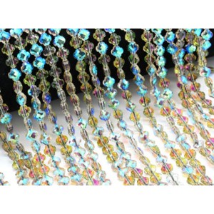 Бусины из циркона клевер гр.6мм цвет хамелеон, 40см, 67 бусин (иск.)