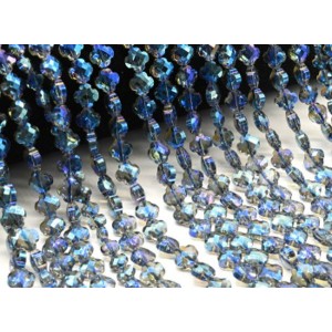 Бусины из циркона клевер гр.8мм цвет синий хамелеон, 40см, 50 бусин (иск.)