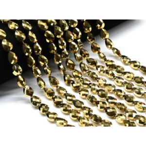 Бусины из циркона капля гр.9*12мм цвет золотистый, 40см, 34 бусины (иск.)