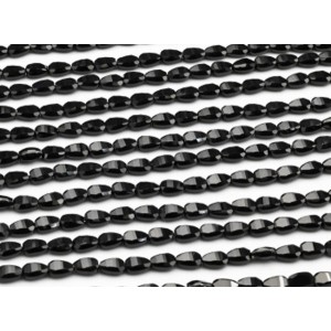 Бусины из циркона капля гр.4*6мм цвет черный, 39,5см, 65 бусин (иск.)