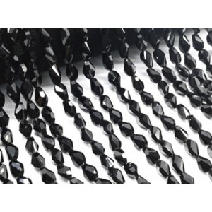 Бусины из циркона многогранник гр.8*12мм цвет черный, 38см, 33 бусины (иск.)