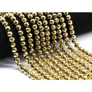 Бусины из циркона шарик гр.8мм цвет золотистый, 40см, 55 бусин (иск.)