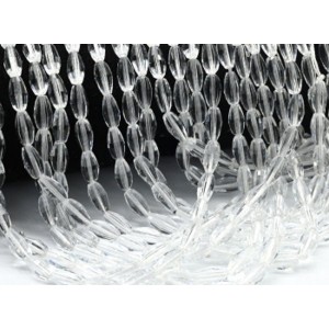 Бусины из циркона рис гр.6*11мм цвет хрусталь, 39,5см, 37 бусин. (иск.)