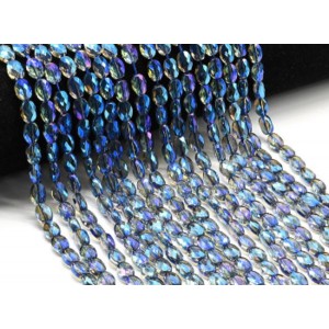 Бусины из циркона овал гр.6*8мм цвет синий, 41см, 48 бусин (иск.)