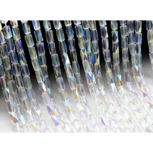 Бусины из циркона цилиндр гр 4,5*8мм цвет хрусталь хамелеон, 39см, 50 бусин (иск.)