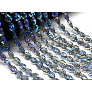 Бусины из циркона капля гр.9*12мм цвет синий, 40см, 34 бусины (иск.)