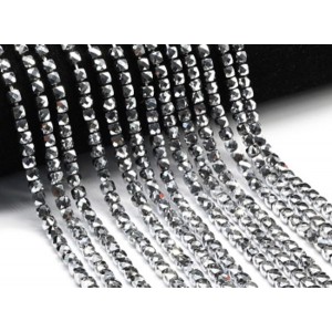 Бусины из циркона кубик гр.5*5мм цвет серебристый, 40см, 85 бусин (иск.)