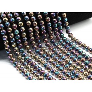 Бусины из циркона шарик гр.8мм цвет шоколадный хамелеон, 40см, 55 бусин (иск.)