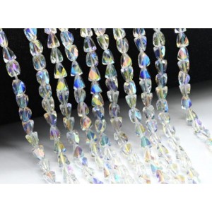 Бусины из циркона треугольник гр.6*6мм цвет хрусталь хамелеон, 40см,58 бусин (иск.)