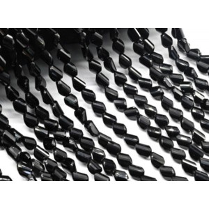 Бусины из циркона овал крученный с гранями 6*8мм цвет черный, 39см, 51 бусина (иск.)