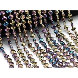 Бусины из циркона клевер гр.8мм цвет шоколадный хамелеон, 40см, 50 бусин (иск.)