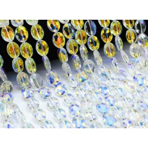 Бусины из циркона овал гр.12*16мм цвет хрусталь хамелеон, 40см, 25 бусин (иск.)
