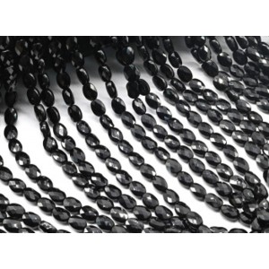 Бусины из циркона овал гр.6*8мм цвет черный, 40см, 52 бусины (иск.)