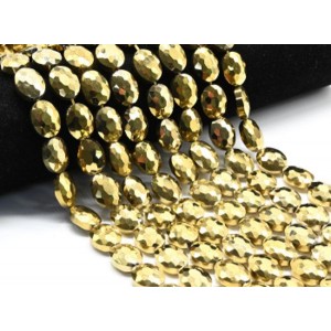 Бусины из циркона овал гр.12*16мм цвет золотистый, 40см, 25 бусин (иск.)