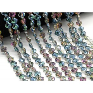 Бусины из циркона клевер гр.8мм цвет зеленый хамелеон, 40см, 50 бусин (иск.)