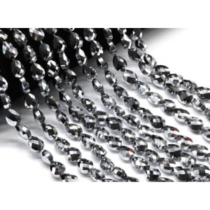 Бусины из циркона капля гр.9*12мм цвет серебристый, 40см, 34 бусины (иск.)