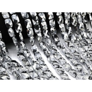 Бусины из циркона прямоугольник гр.10*14мм цвет серебристый, 41см, 26 бусин (иск.)