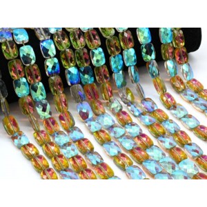 Бусины из циркона прямоугольник гр.10*14мм цвет хамелеон, 41см, 29 бусин (иск.)